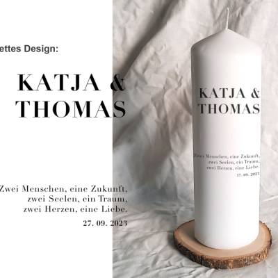 Hochzeitskerze Design Typography - Stumpenkerze