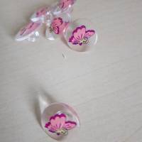 6 St. Knopf Knöpfe - kleine Sammlung Schmetterlinge  in rosa für Bastler oder Nähen Bild 1