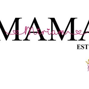 Bügelbild Mama, Mom, Est Seit mit Wunschnamen Statement Shirt, personalisiert Glitzer Bild 1