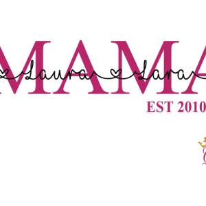 Bügelbild Mama, Mom, Est Seit mit Wunschnamen Statement Shirt, personalisiert Glitzer Bild 2