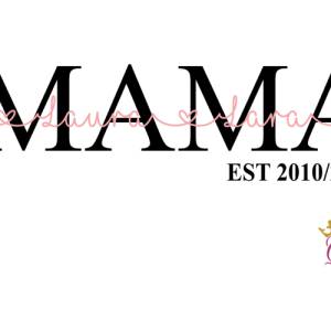 Bügelbild Mama, Mom, Est Seit mit Wunschnamen Statement Shirt, personalisiert Glitzer Bild 4