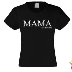 Bügelbild Mama, Mom, Est Seit mit Wunschnamen Statement Shirt, personalisiert Glitzer Bild 5