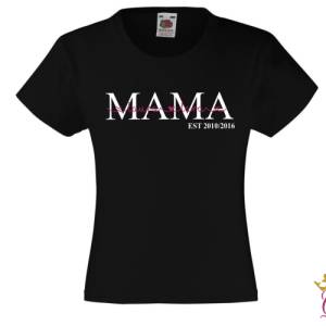 Bügelbild Mama, Mom, Est Seit mit Wunschnamen Statement Shirt, personalisiert Glitzer Bild 6