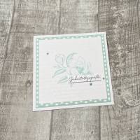 Grußkarten Glückwunschkarten „Geburtstagsgrüße“ Magnolien Blumen Karte Cards grün-weiß Handmade Stampin‘ Up! Bild 1