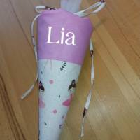 Mini-Schultüte, Vorschultüte, Zuckertüte mit Namen - Ballerina weiß personalisierbar Bild 2