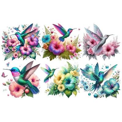 Bügelbilder Bügelmotiv Kolibri Vogel Blume floral Junge Mädchen Höhe 10cm
