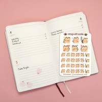 Orange Katzen Emotes Aufkleber. Niedliche Emoji Planer Sticker Sheet mit fetten Kätzchen für Bullet Journ Bild 3