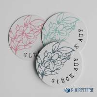 24 runde Sticker Glück auf, Ruhrpott | Runde Sticker Pott | Blumen Aufkleber Bild 1