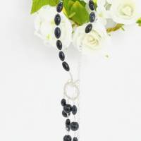 Halskette mit Obsidian-Falkenauge in schwarz Sterlingsilber 50 cm Bild 2