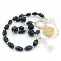 Halskette mit Obsidian-Falkenauge in schwarz Sterlingsilber 50 cm Bild 6