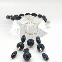 Halskette mit Obsidian-Falkenauge in schwarz Sterlingsilber 50 cm Bild 7