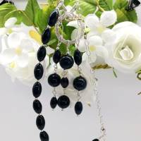 Halskette mit Obsidian-Falkenauge in schwarz Sterlingsilber 50 cm Bild 8