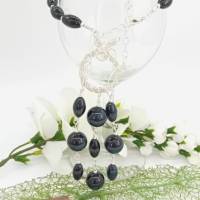Halskette mit Obsidian-Falkenauge in schwarz Sterlingsilber 50 cm Bild 9