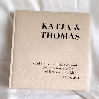 Fotoalbum echtes Leinen personalisierbar Design Typography