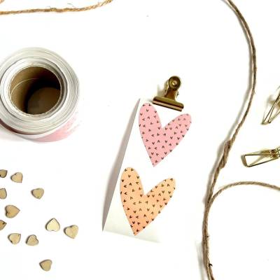 Aufkleber Herz ROSA PFIRSISCH  Sticker Geschenkaufkleber mit Goldeffekt Deko Verpackungsaufkleber Herzform