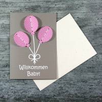 3D-Klappkarte **Baby rosa** von ZWEIFARBIG mit Kuvert Geburtskarte Tochter Glückwunschkarte Bild 1