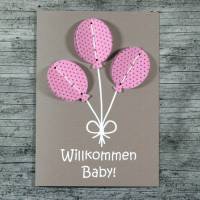 3D-Klappkarte **Baby rosa** von ZWEIFARBIG mit Kuvert Geburtskarte Tochter Glückwunschkarte Bild 2