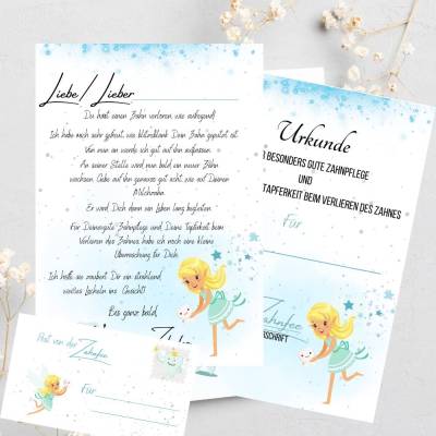 Brief von der Zahnfee zum ausdrucken | personalisierbar | Briefvorlage zum selbst ausfüllen - Digitaler Download