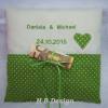 Kissen als Geldgeschenk zur Hochzeit grau Pünktchen, Appli Herz, Hochzeitskissen, Geschenkidee-personalisiert Bild 4