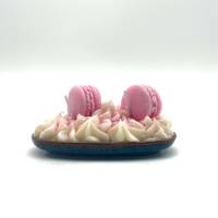 Sweet Macaron Duftkerze - Schale flach - Duft nach rosa Zuckerwatte Bild 4