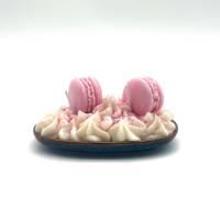Sweet Macaron Duftkerze - Schale flach - Duft nach rosa Zuckerwatte Bild 5