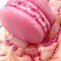 Sweet Macaron Duftkerze - Schale flach - Duft nach rosa Zuckerwatte Bild 7