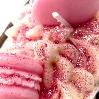 Sweet Macaron Duftkerze - Schale flach - Duft nach rosa Zuckerwatte Bild 8