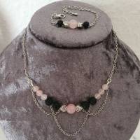 Anfertigung Design Jennifer / Keltischer Halskette mit Rosenquarz & Lava Perlen Bild 1