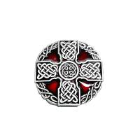 Runde Gürtelschnalle keltisches Kreuz mit dunkelroter Emaille für 4cm Breite Bild 1