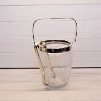 Vintage Eiseimer mit Zange Eiskübel Cocktail Zubehör Eiswürfelbehälter Glaskübel Eisglas Eiskühler Craquele Bild 1