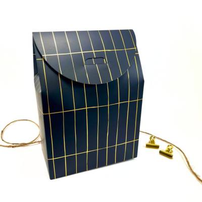 Geschenkbox Größe L 18x10x25cm SCHWARZ mit Goldeffekt DISCREET STRIPES Geschenkverpackung Faltbox Schachtel