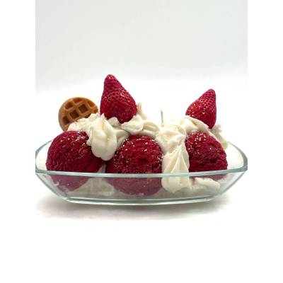 Strawberry Ice Cream - Glasschale eckig - Duft nach Erdbeeren