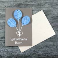 3D-Klappkarte **Baby hellblau** von ZWEIFARBIG mit Kuvert Geburtskarte Sohn Glückwunschkarte Bild 1