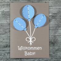 3D-Klappkarte **Baby hellblau** von ZWEIFARBIG mit Kuvert Geburtskarte Sohn Glückwunschkarte Bild 2