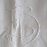 Paradekissen einzelner Kissenbezug aus 100% Baumwolle mit Monogramm ED und Spitze Shabbychic Vintage Bettwäsche antik Bild 2