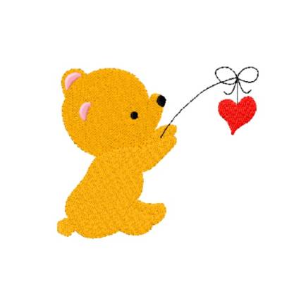 Freebie - Stickdatei Bär Bear Herzangel füllstich Stickmuster