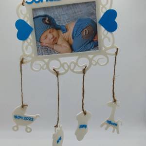 3D Druck Geschenk zur Geburt - personalisierter Bilderrahmen mit Geburtsdaten - Bild | Name | Geburtstag | Uhrzeit | Gew Bild 3