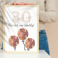 Geldgeschenk 30. Geburtstag zum selbst ausdrucken | Geschenkvorlage für Mann und Frau - Digitaler Download Bild 4