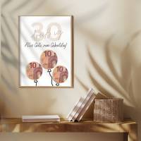 Geldgeschenk 30. Geburtstag zum selbst ausdrucken | Geschenkvorlage für Mann und Frau - Digitaler Download Bild 5