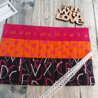 Nadelspiel Tasche, Häkelnadel Aufbewahrung, Rollmäppchen pink orange schwarz Bild 2