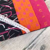Nadelspiel Tasche, Häkelnadel Aufbewahrung, Rollmäppchen pink orange schwarz Bild 3