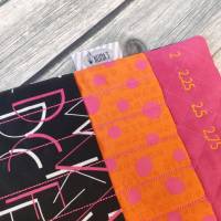 Nadelspiel Tasche, Häkelnadel Aufbewahrung, Rollmäppchen pink orange schwarz Bild 4
