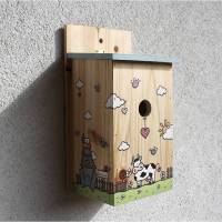 Vogelhaus Nistkasten Bemalt Motiv BAUERNHOF aus Holz mit Klappdeckel Bild 8