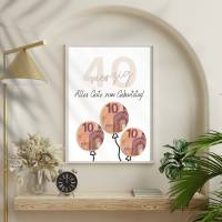 Geldgeschenk 40. Geburtstag zum selbst ausdrucken | Geschenkvorlage für Mann und Frau - Digitaler Download Bild 6