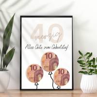 Geldgeschenk 40. Geburtstag zum selbst ausdrucken | Geschenkvorlage für Mann und Frau - Digitaler Download Bild 8