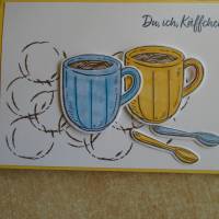 Glückwunschkarte Geburtstag Zum Kaffee oder Einladungen Beste Freundin Kaffeebecher Farbe nach Wahl Bild 1