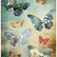 Bastelpapier - Decoupage-Papier - A4 - Softpapier - Vintage - Schmetterling - Butterfly - 13423 Bild 1