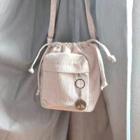 Umhängetasche aus Cord in Beige, Wandertasche, Handytasche, kleine praktische Tasche mit Taschen, Tasche verziert Bild 1