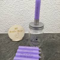 Wunschlichter- Kerzenglas - Deko Geschenk Mitbringsel - Muttertag - Kerzenhalter Lavendel Bild 1