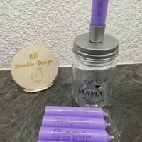 Wunschlichter- Kerzenglas - Deko Geschenk Mitbringsel - Muttertag - Kerzenhalter Lavendel Bild 2